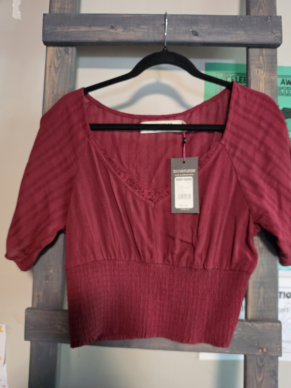 Idyllwind by Miranda Lambert Smocked V-Neck Top in Cherry